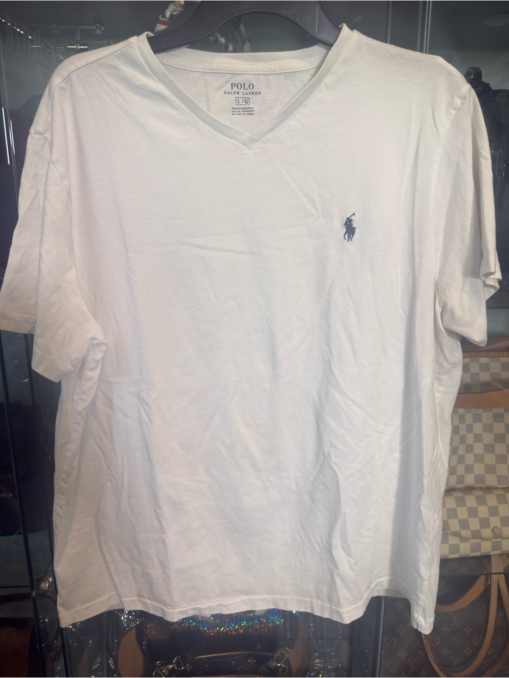Polo by Ralph Lauren White V-Neck Tee with Navy Pony